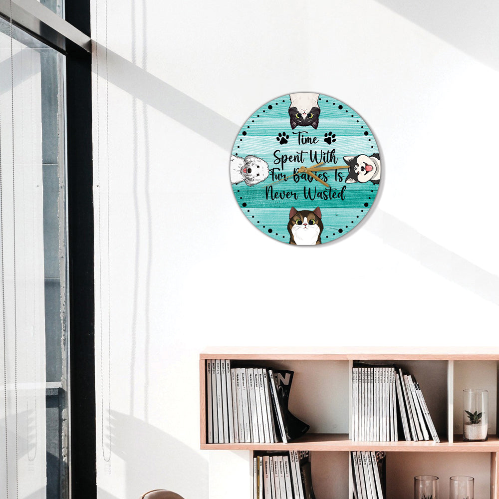 Time Spent With Cat - Personalized Cat Wall Clock