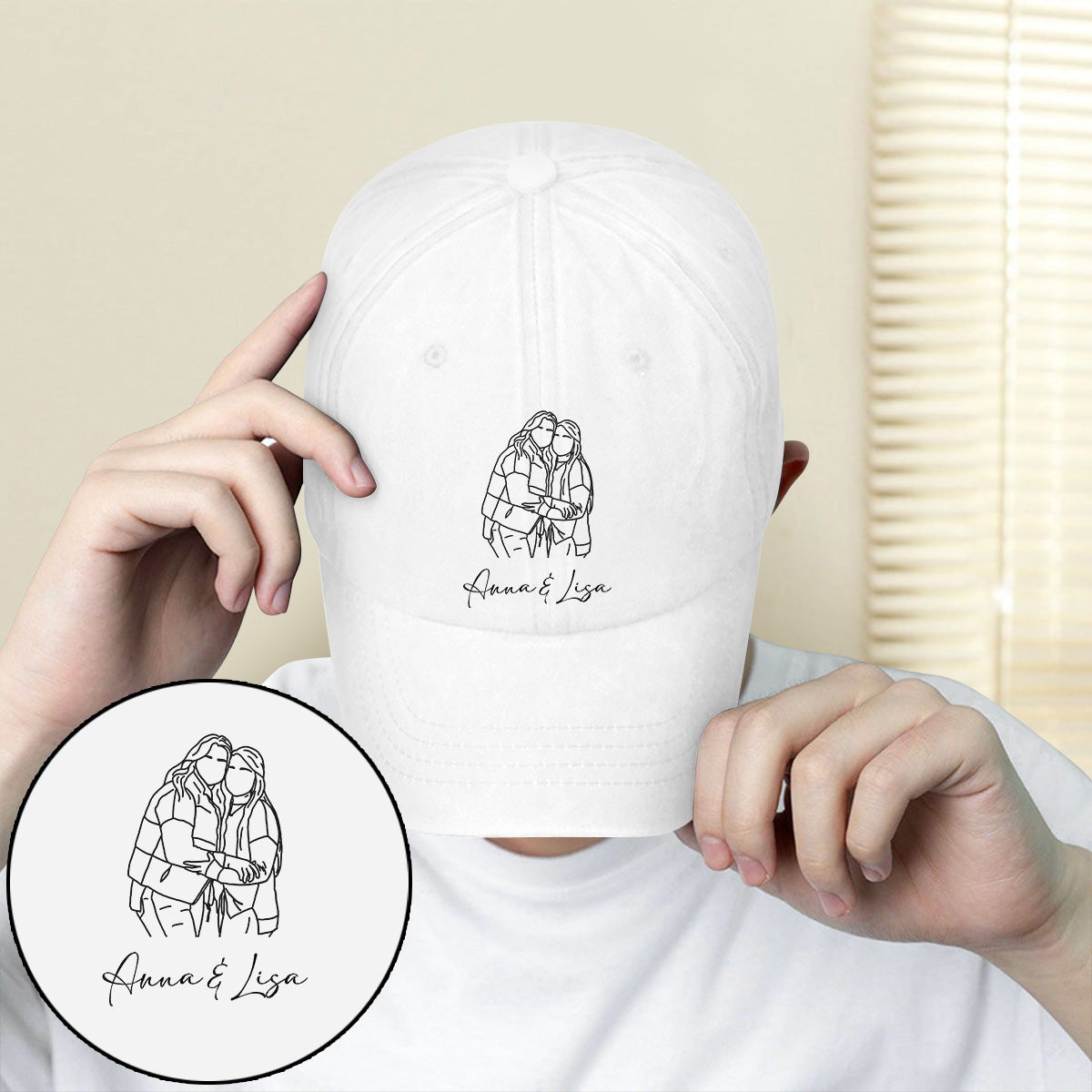 Custom Photo - Personalized Sibling Embroidered Classic Cap