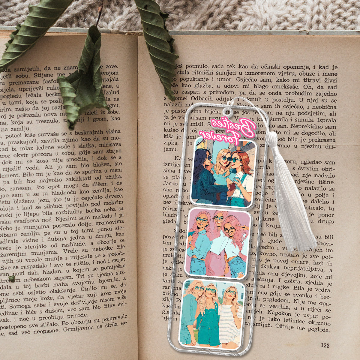 Besties Forever 2D Flat Photo Collages - Gift for friend - Personalized Bookmark (Printed On Both Sides)