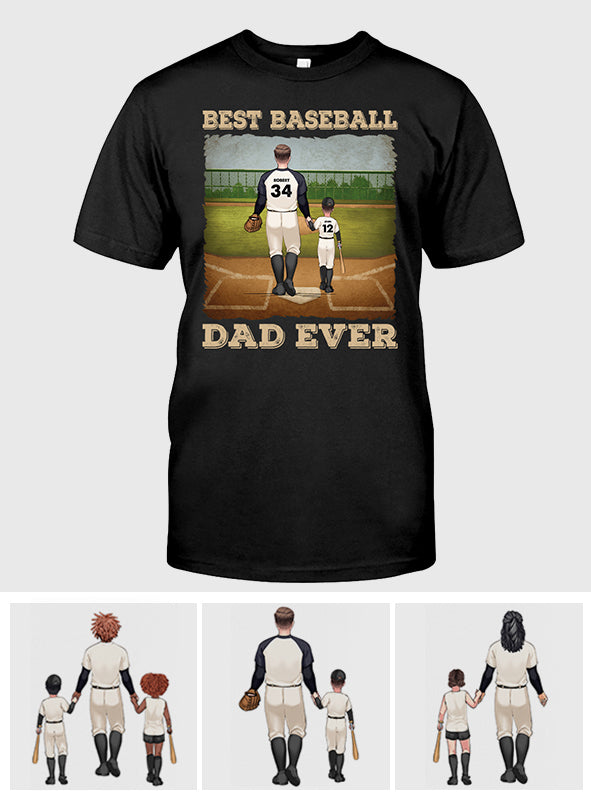 Best Baseball Dad Ever - Personalized Baseball T-shirt & Hoodie