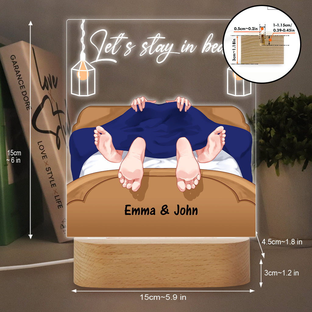 Let's Stay In Bed - Personalized Couple Shaped Plaque Light Base