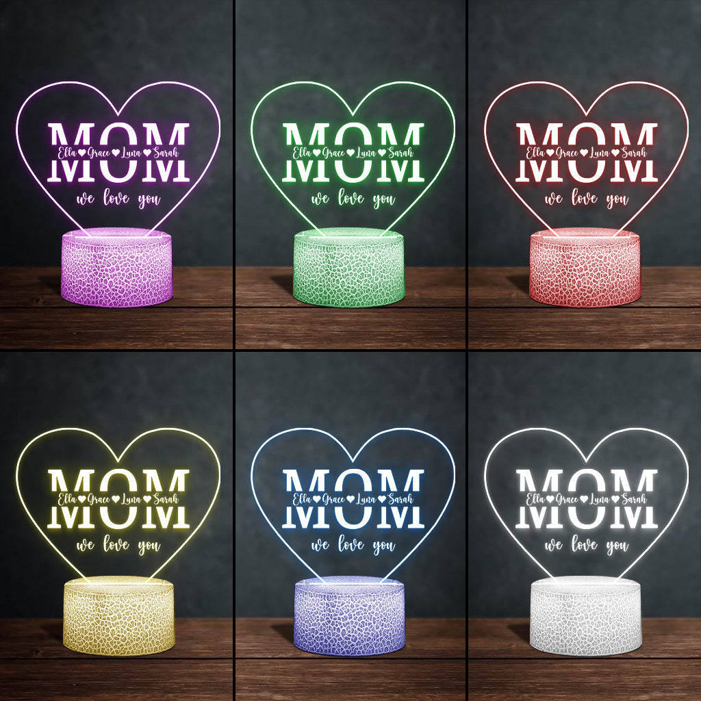 Love Mom - Personalized Mother Shaped Plaque Light Base