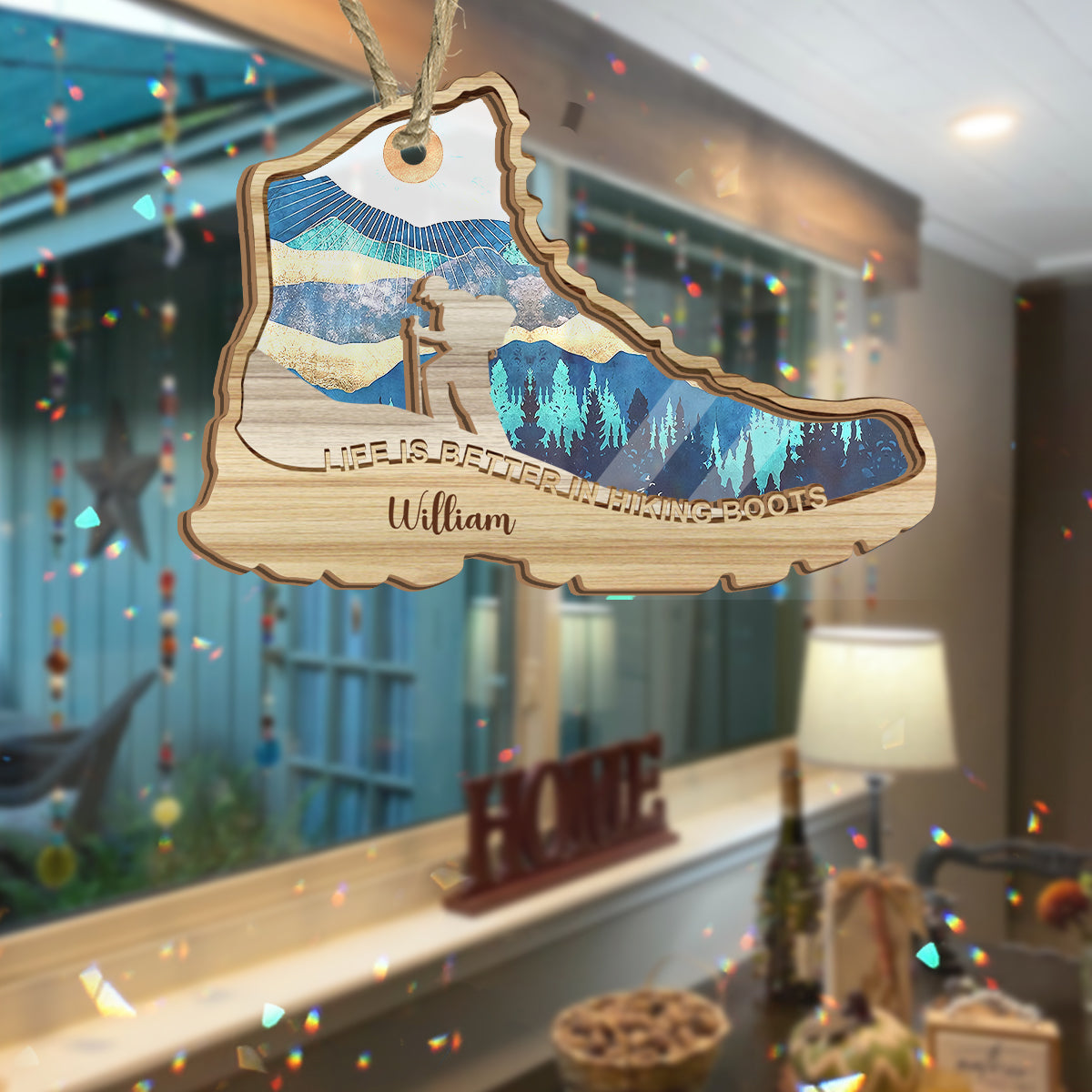 Life Is Better In Hiking Boots - Personalized Hiking Suncatcher