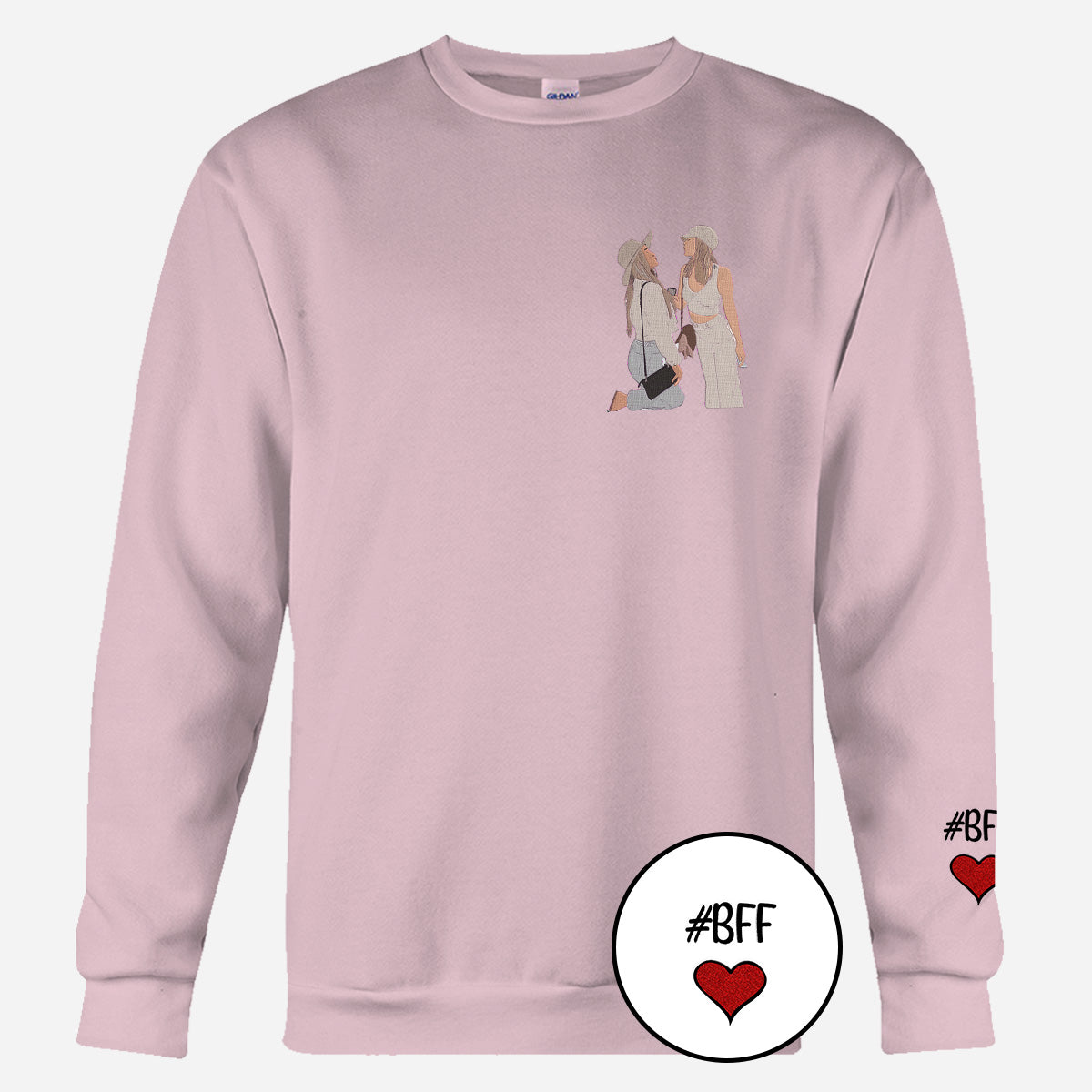 Custom 2D Photo - Personalized Bestie Embroidered Sweater