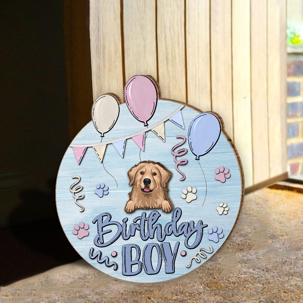 Birthday Boy Girl Pet Cat Dog - Personalized Dog Interchangeable Wood Sign