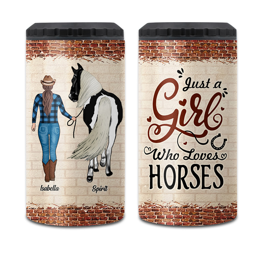 Just A Girl Who Loves Horses - Personalized Horse Can Cooler