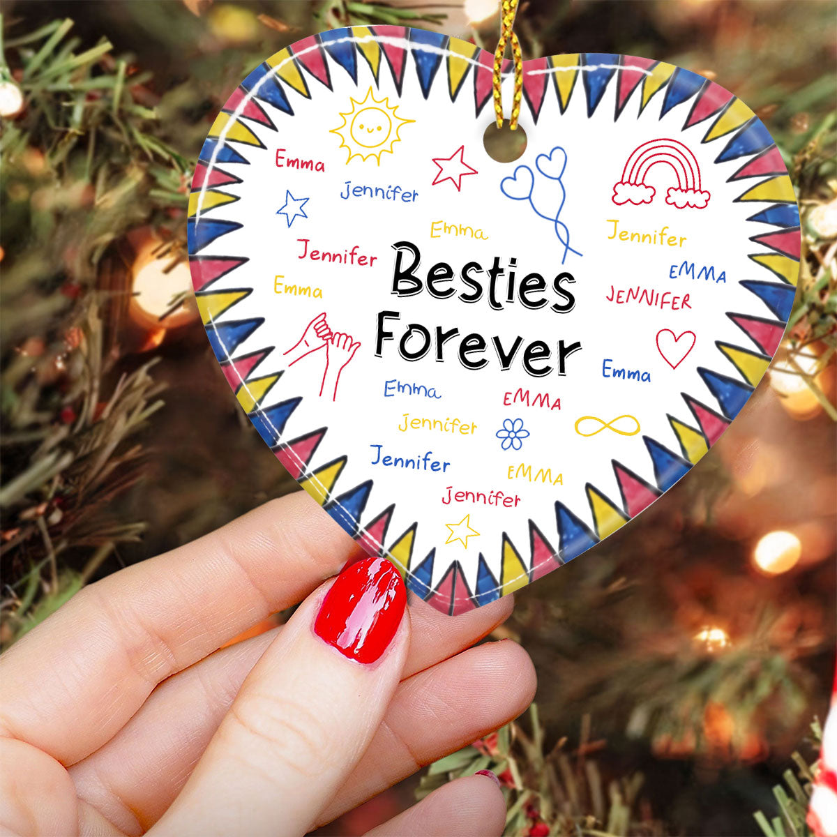 Besties Forever - Gift for friend - Personalized Ceramic Heart Ornament