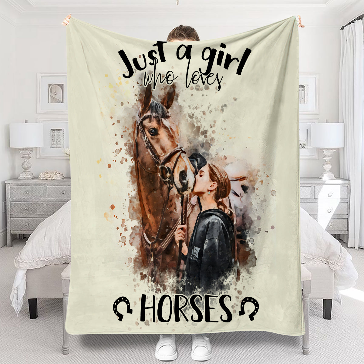 Just A Girl Who Loves Horses - Personalized Horse Blanket