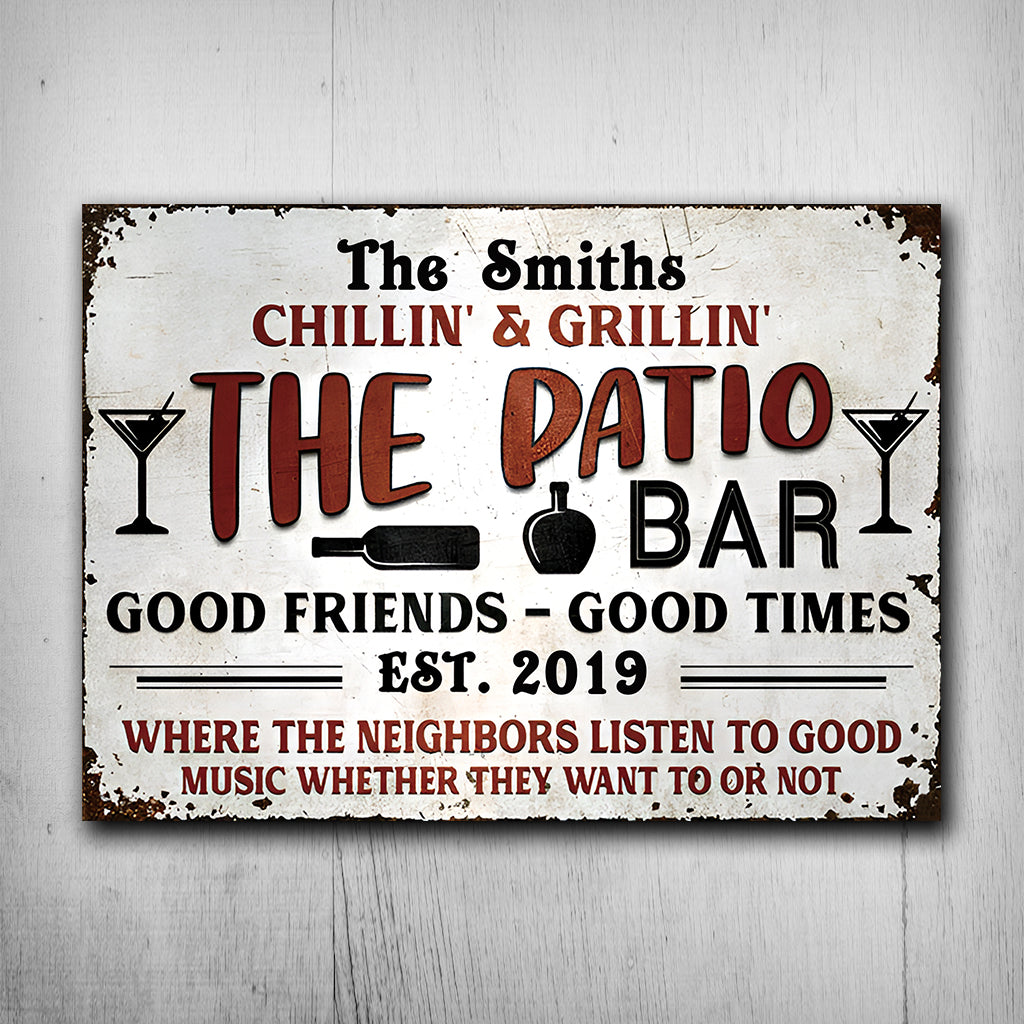 Chilling And Grilling - Personalized Backyard Rectangle Metal Sign
