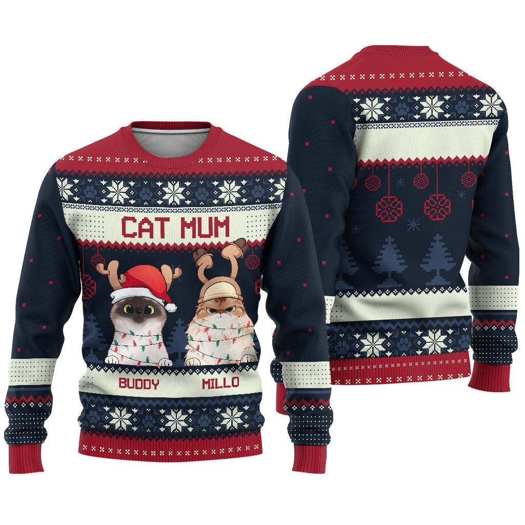 Meowy Christmas - Personalized Cat Ugly Sweater