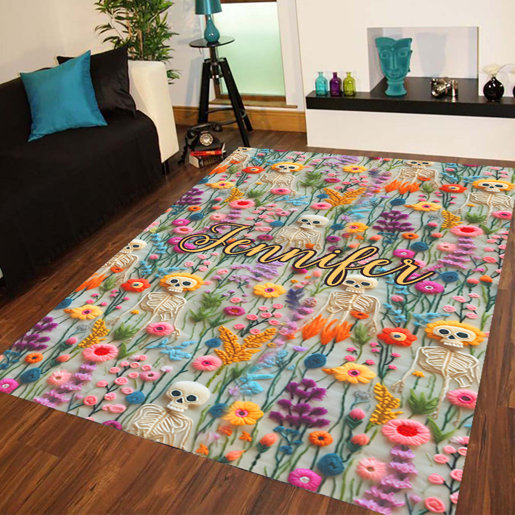 Floral Skeleton - Personalized Skull Rug