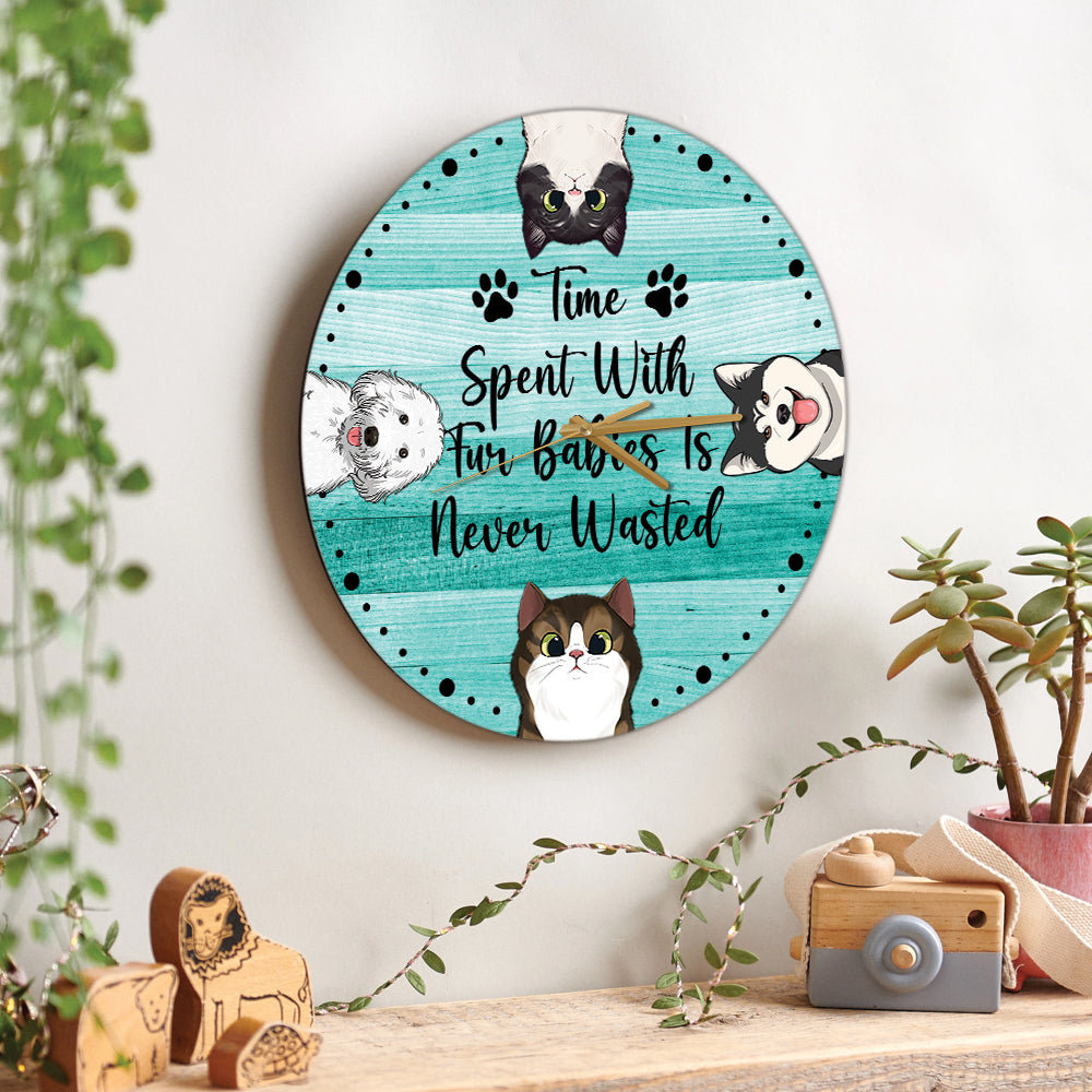 Time Spent With Cat - Personalized Cat Wall Clock