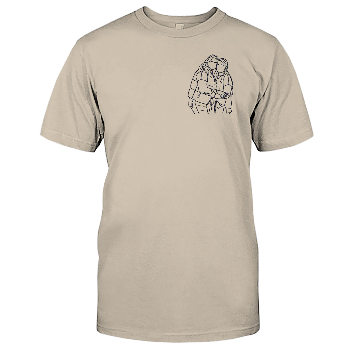 Custom Line Art - Personalized Bestie Embroidered T-shirt