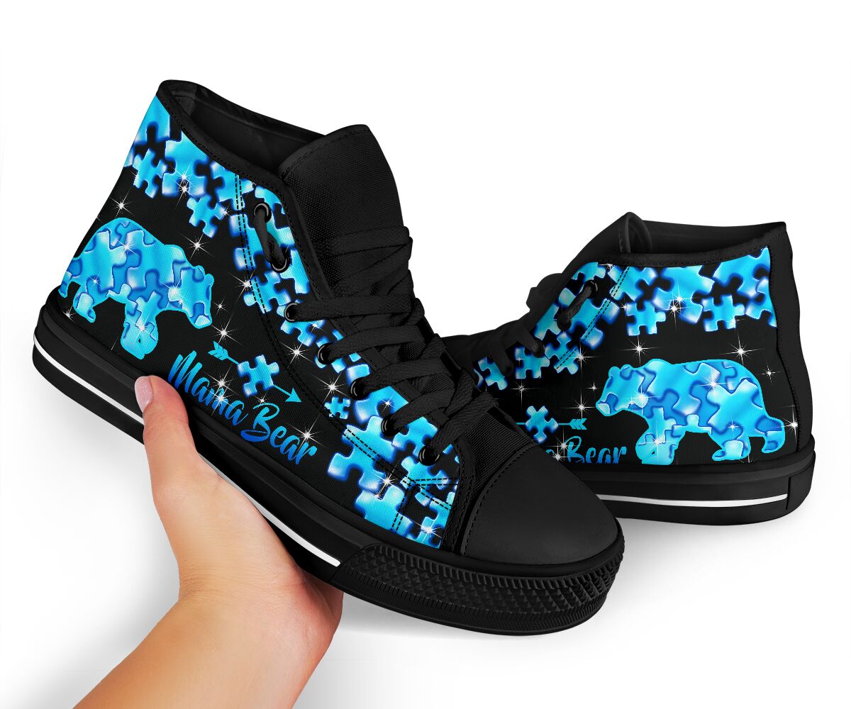 Autism Mom Mamabear Mother's Day Autism Awareness High Top Shoes 0622