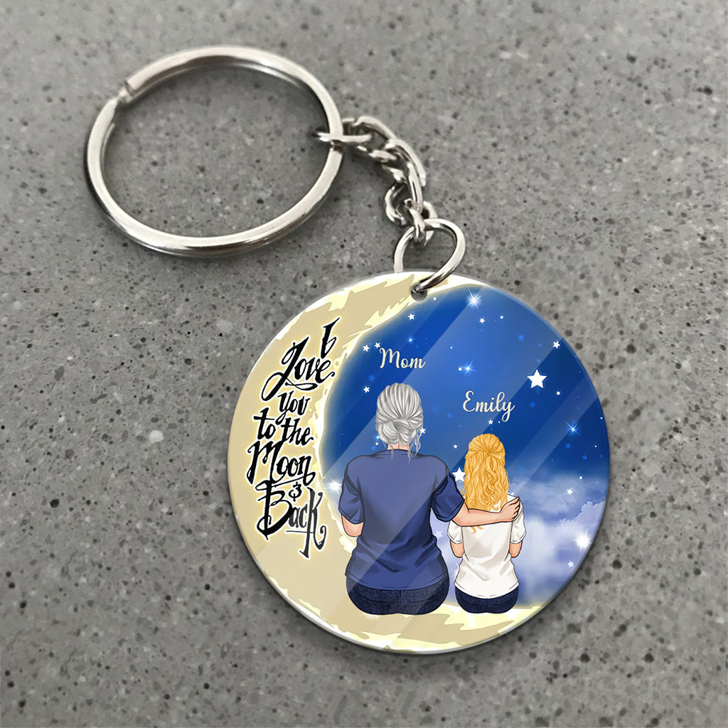 To The Moon And Back - Gift for grandma, mom, dad, grandpa - Personalized Keychain