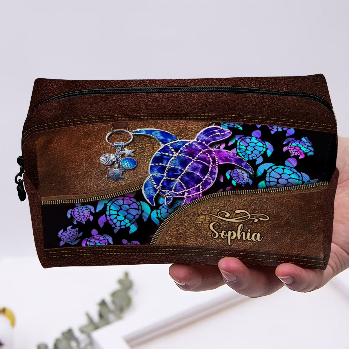 Salty Lil' Beach - Personalized Turtle Makeup Bag