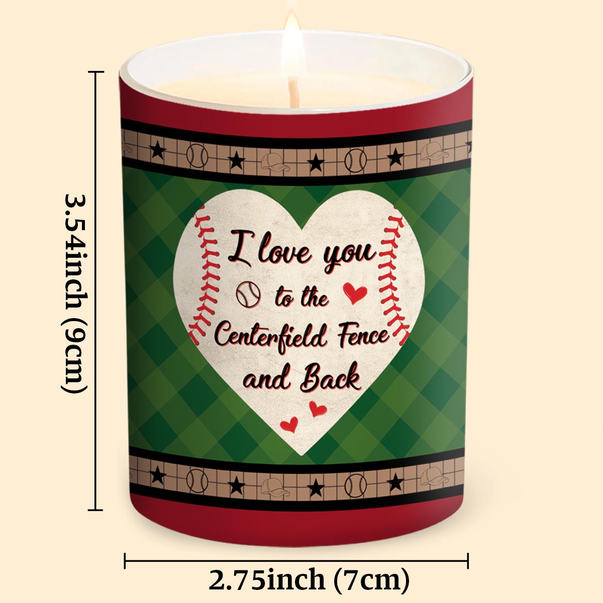 My Heart Is On That Field - Personalized Baseball Candle With Wooden Lid