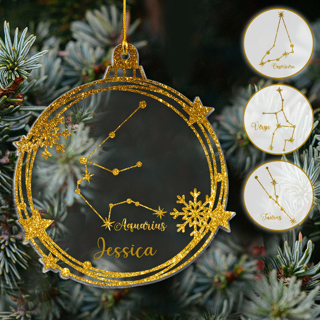 Zodiac Sign Ornament - Personalized Horoscope Transparent Ornament