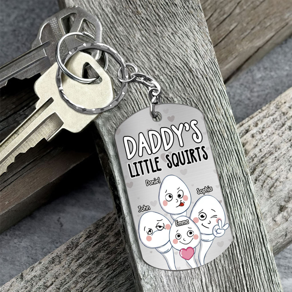 Disover Dad's Little Squirts - Personalized Father Stainless Steel Keychain