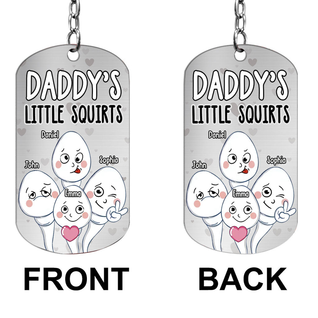 Disover Dad's Little Squirts - Personalized Father Stainless Steel Keychain