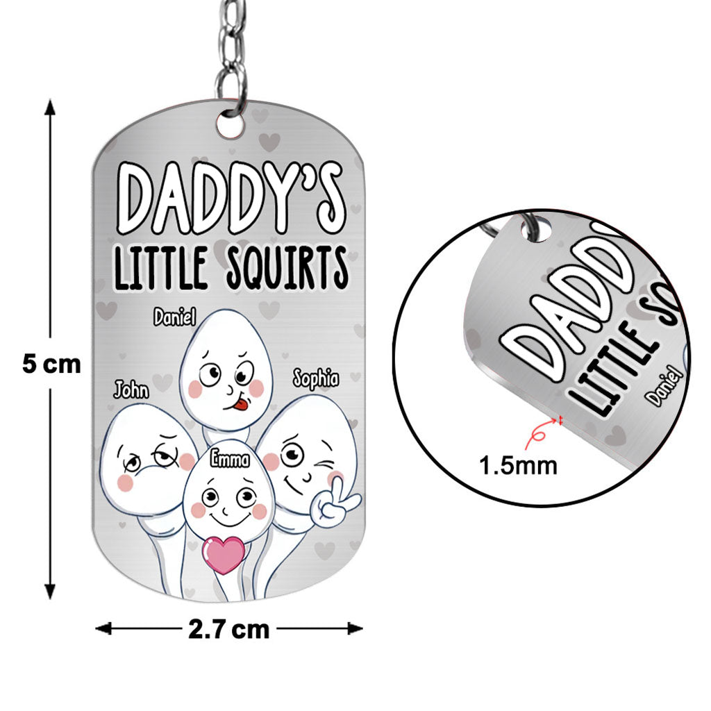 Disover Dad's Little Squirts - Personalized Father Stainless Steel Keychain