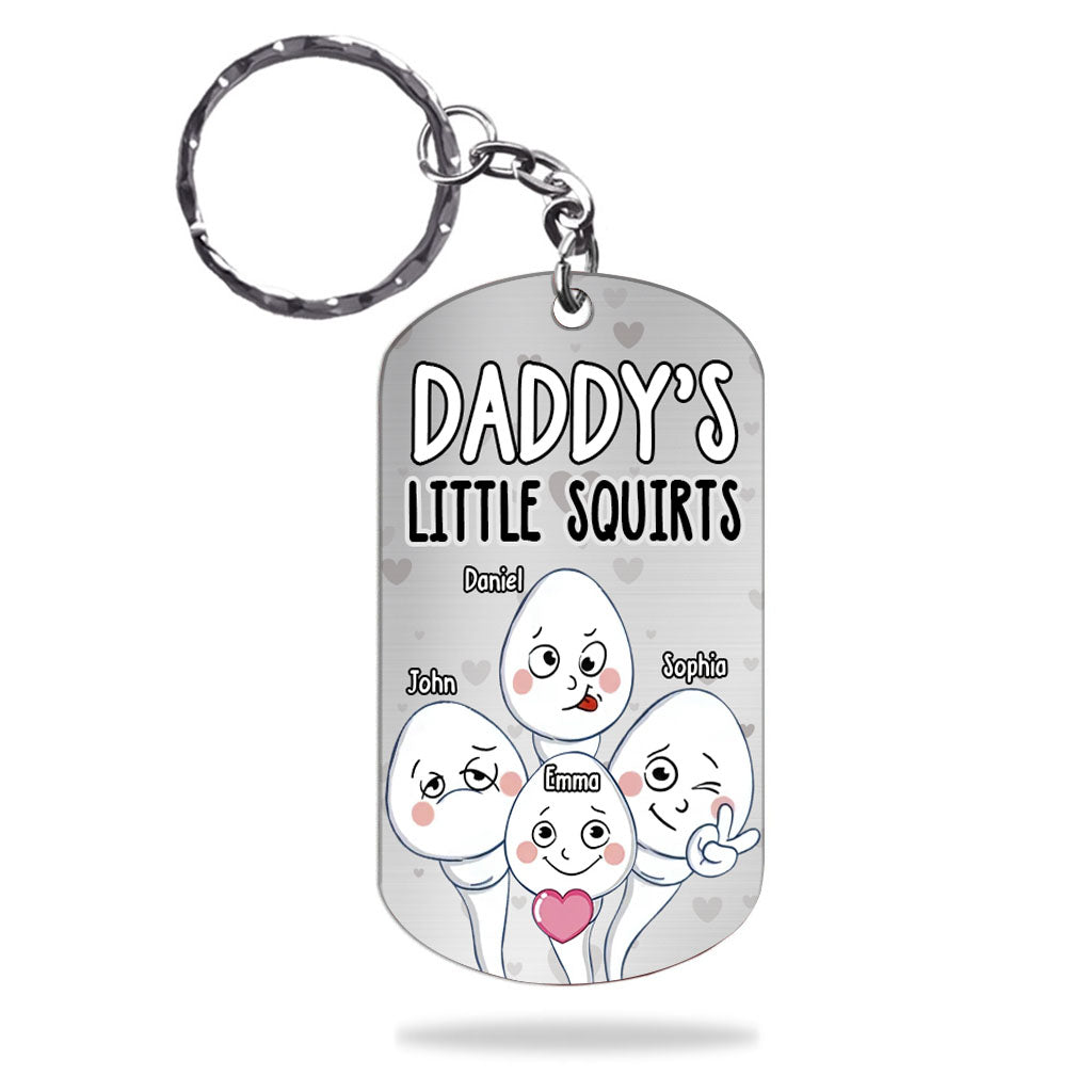 Disover Dad's Little Squirts - Personalized Father Stainless Steel Keychain