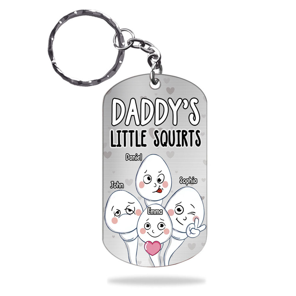 Discover Dad's Little Squirts - Personalized Father Stainless Steel Keychain