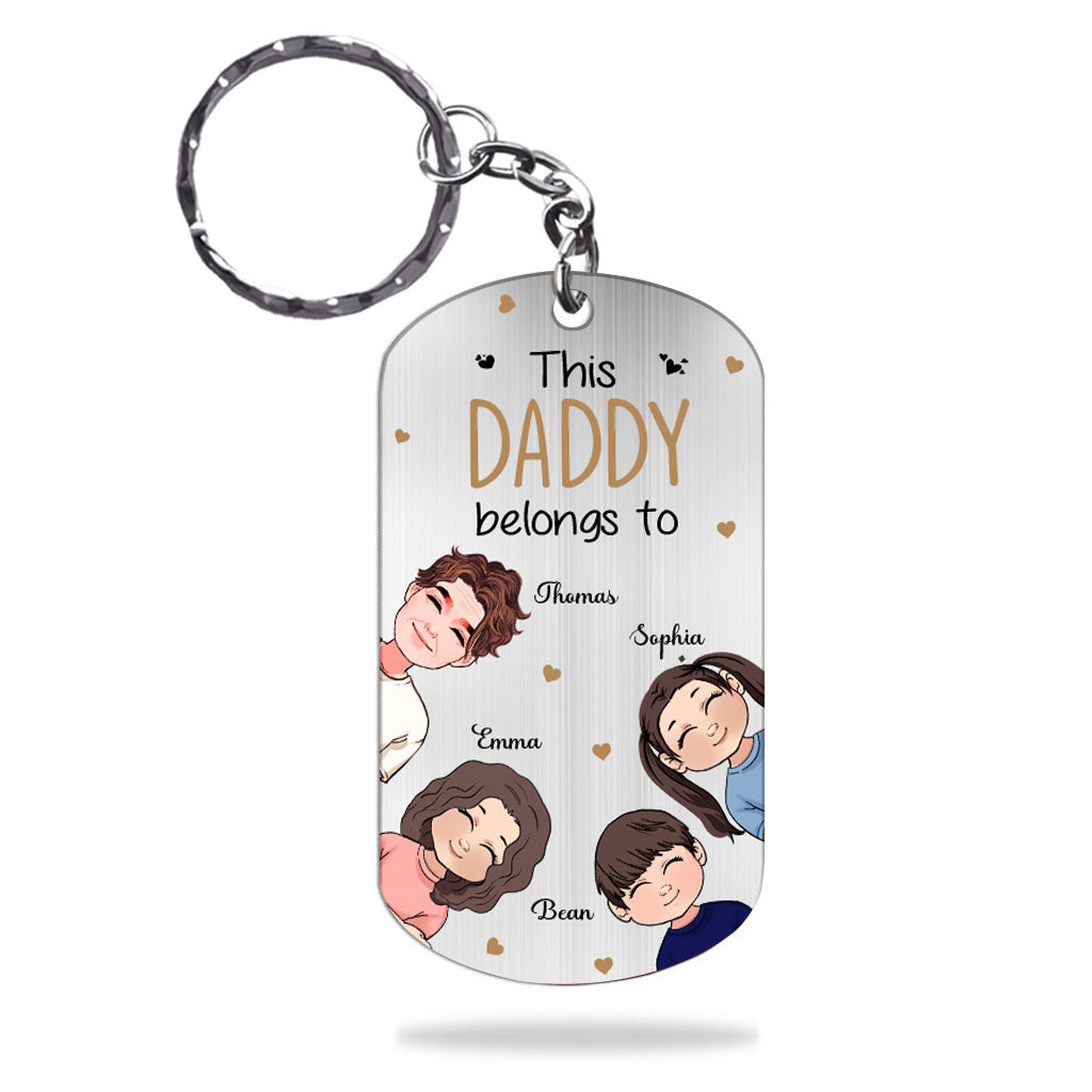 This Daddy Belongs To - Personalized Father's Day Father Stainless Steel Keychain