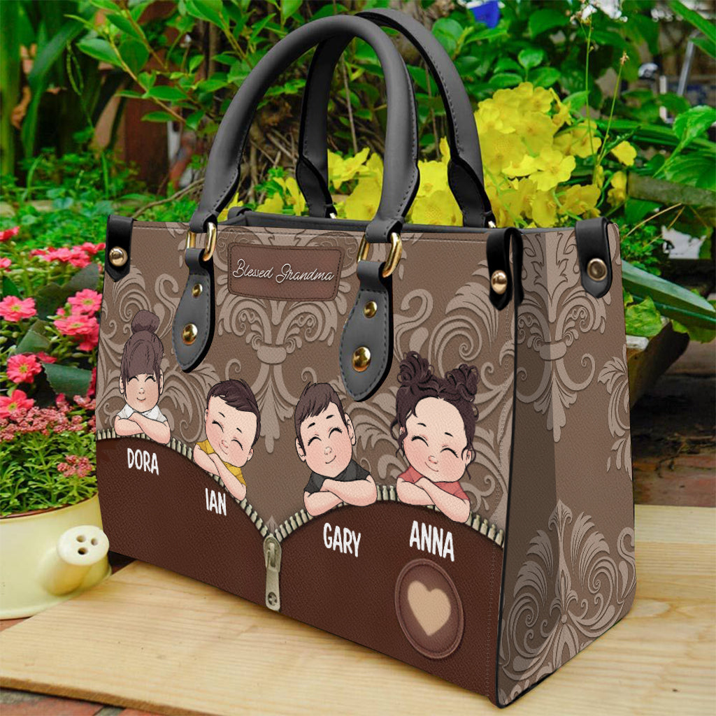 Blessed Grandma - Personalized Grandma Leather Handbag