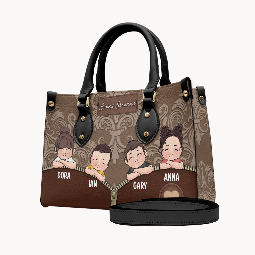 Blessed Grandma - Personalized Grandma Leather Handbag