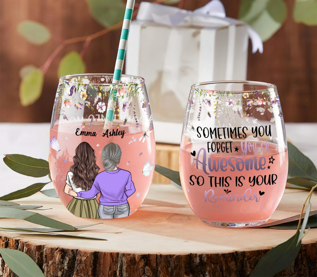 You Awesome - Personalized Mother's Day Mother All Over Wine Glass