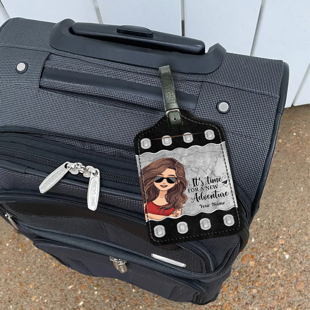 It's Time For New Adventure - Travelling gift for mom, daughter, granddaughter, wife, girlfriend, friend - Personalized Leather Luggage Tag