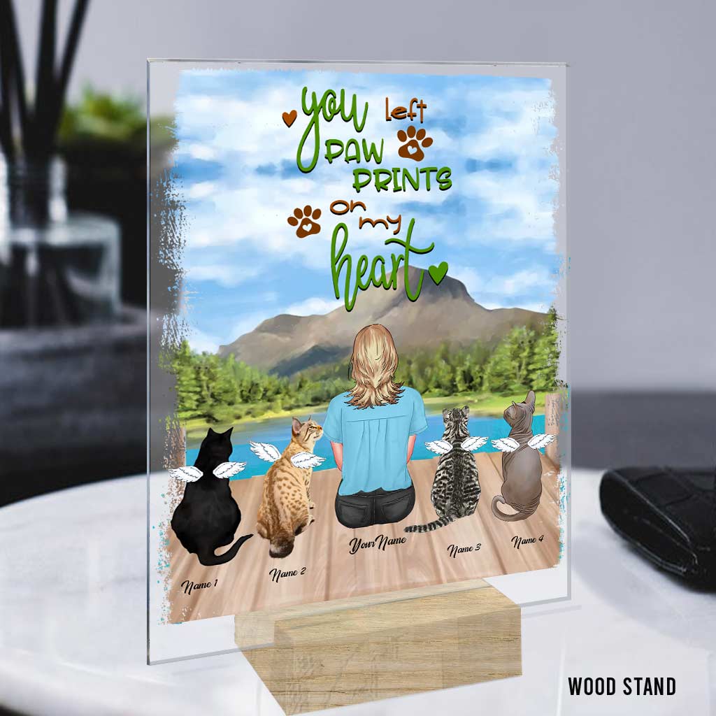 You Left Paw Prints On My Heart - Personalized Cat Transparent Acrylic Plaque