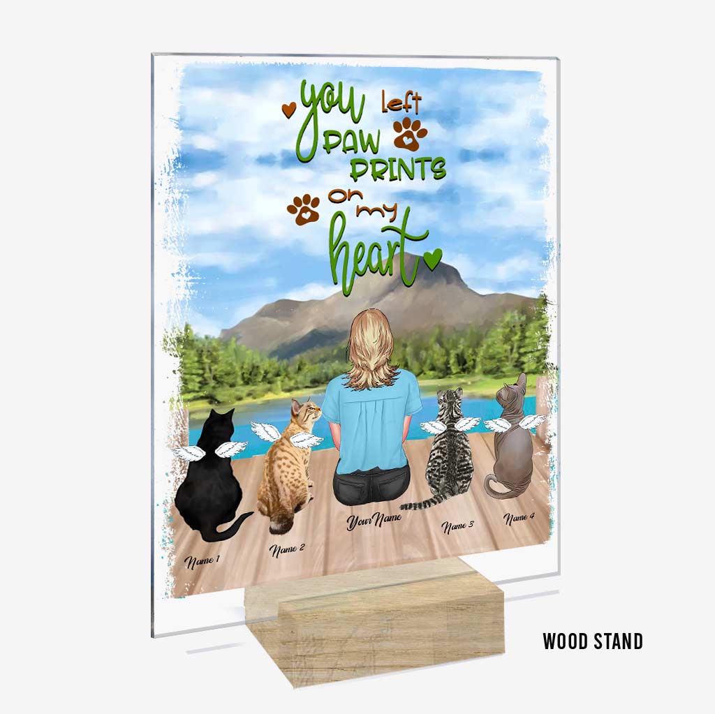 You Left Paw Prints On My Heart - Personalized Cat Transparent Acrylic Plaque