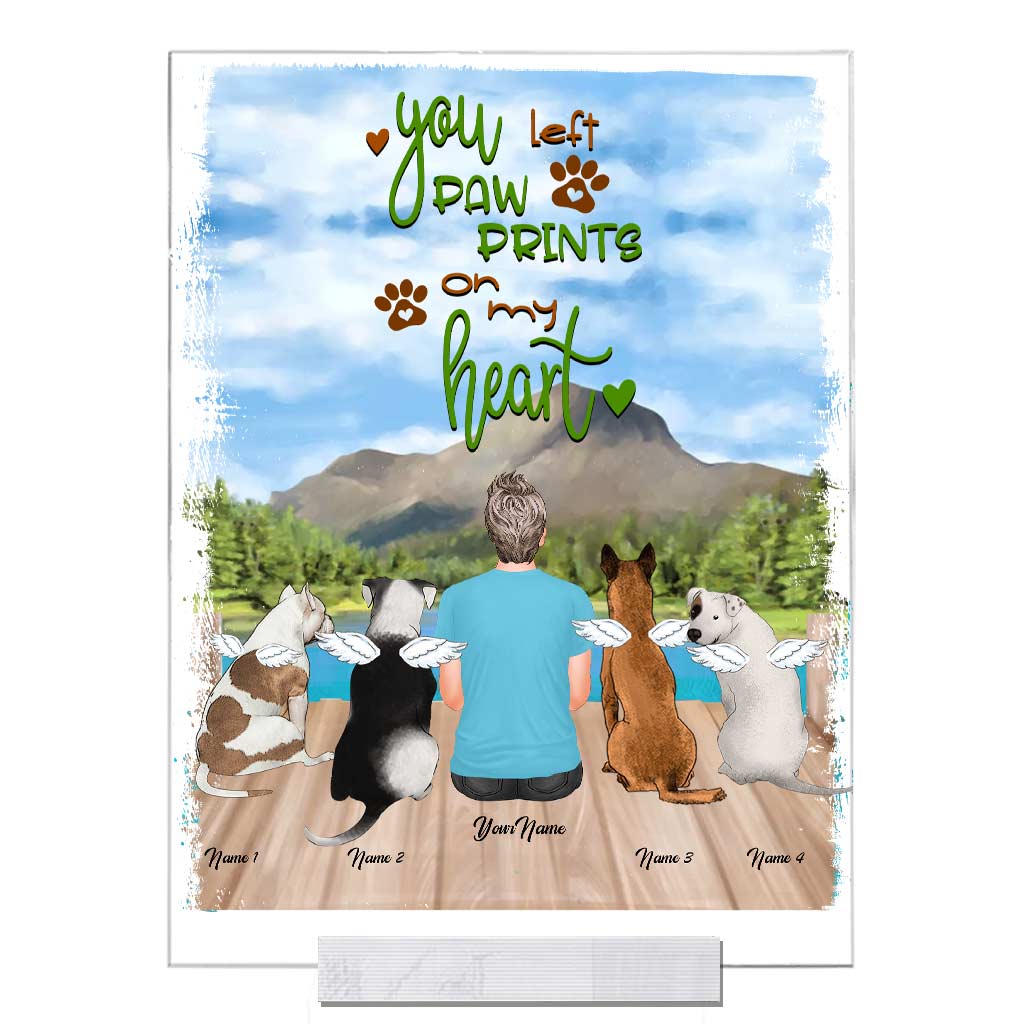 You Left Paw Prints On My Heart - Personalized Dog Transparent Acrylic Plaque