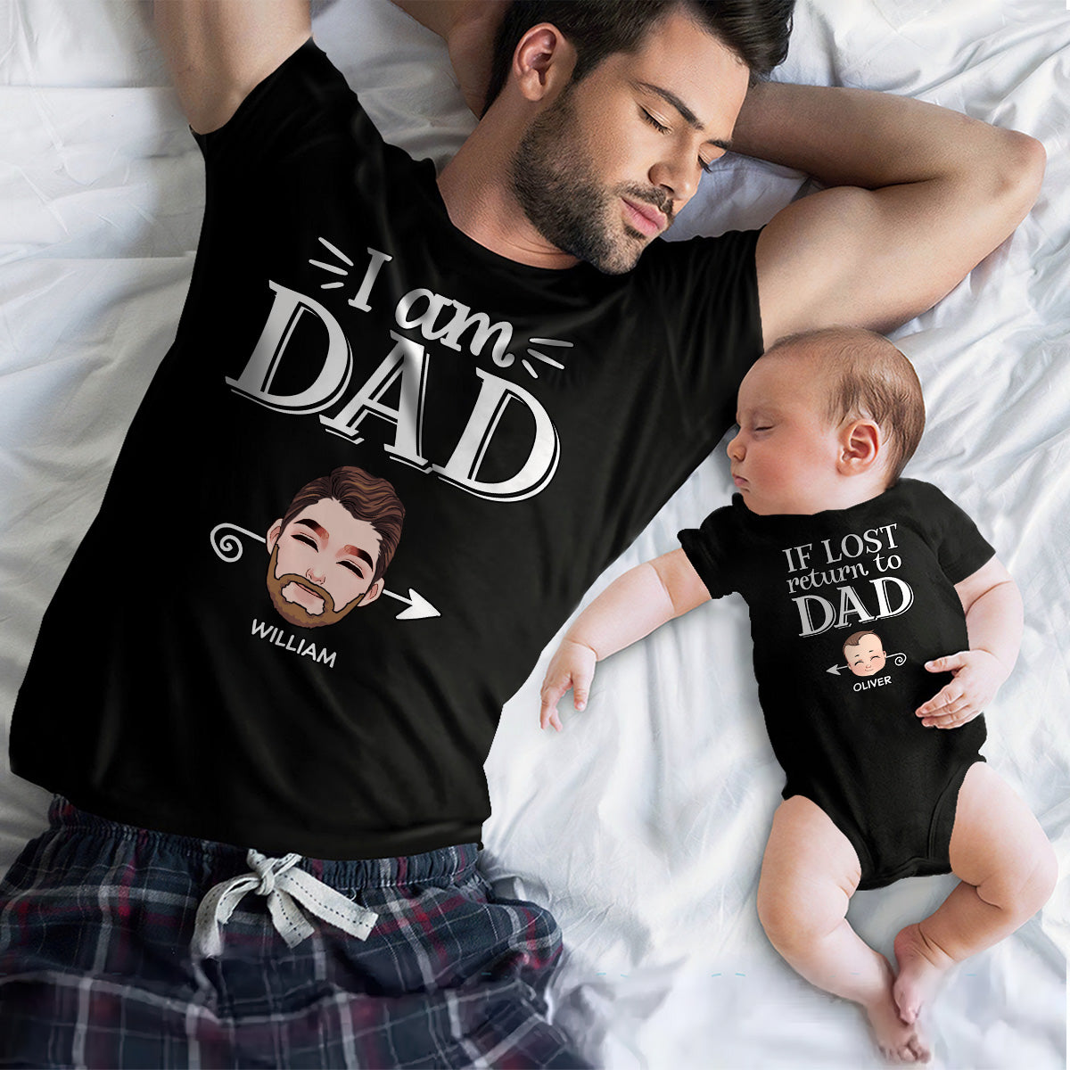 If Lost Return To Dad - Personalized Father T-shirt And Baby Onesie