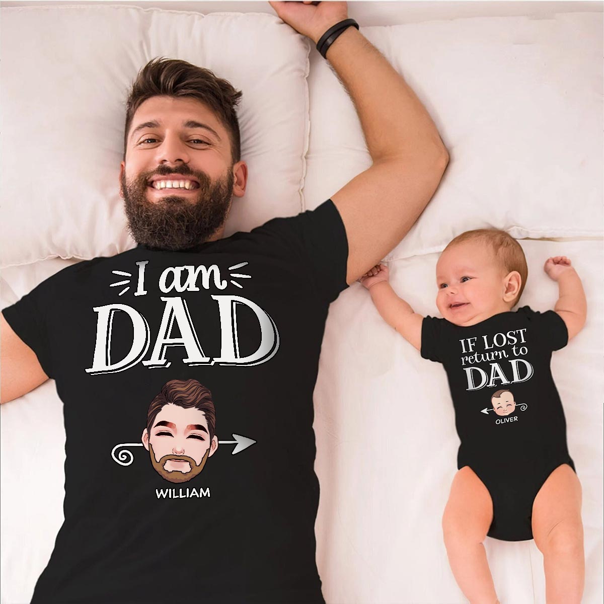 If Lost Return To Dad - Personalized Father T-shirt And Baby Onesie