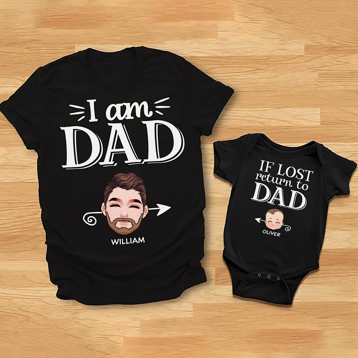 If Lost Return To Dad - Personalized Father T-shirt And Baby Onesie