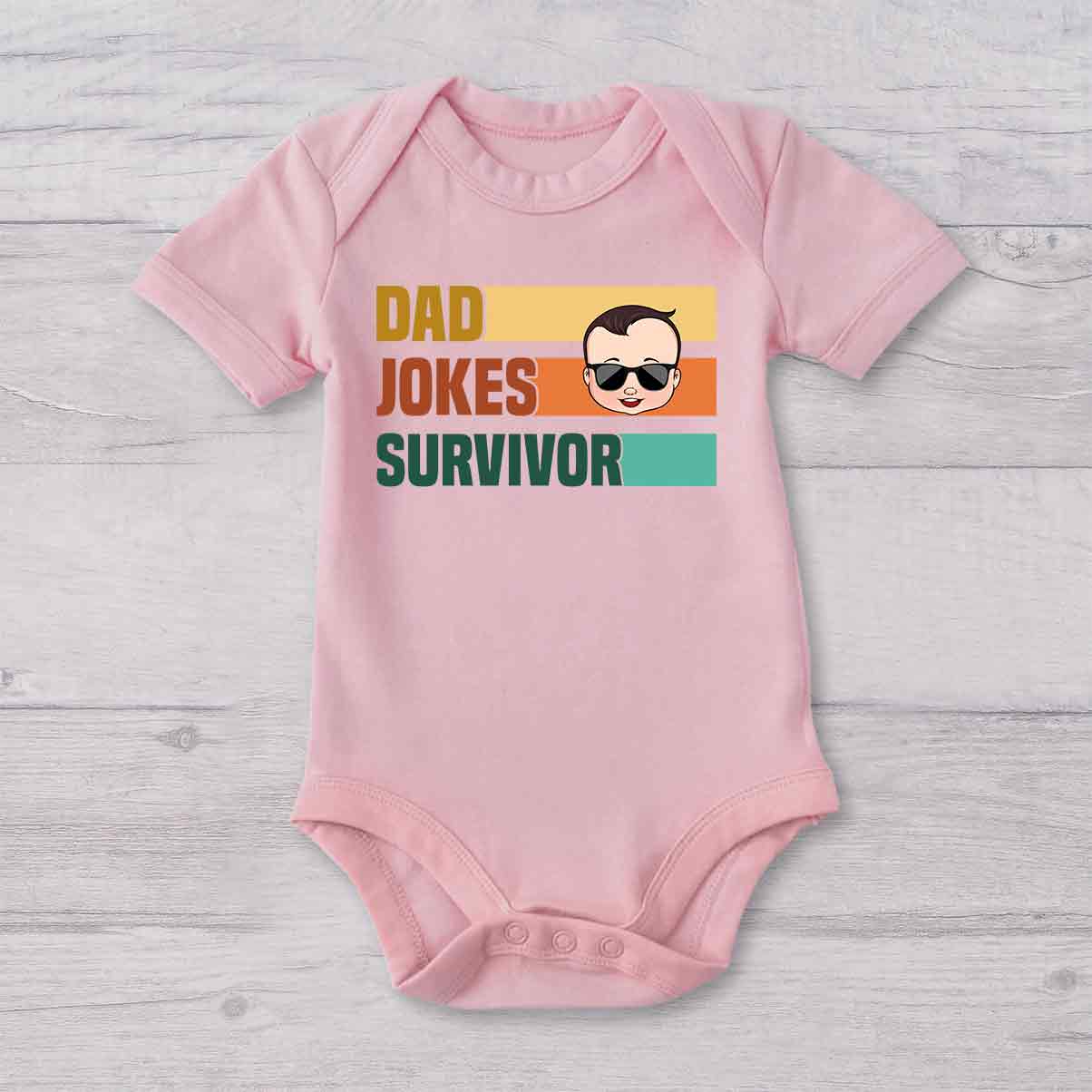 Dad Jokes Champion Survivor - Personalized Father T-shirt And Baby Onesie