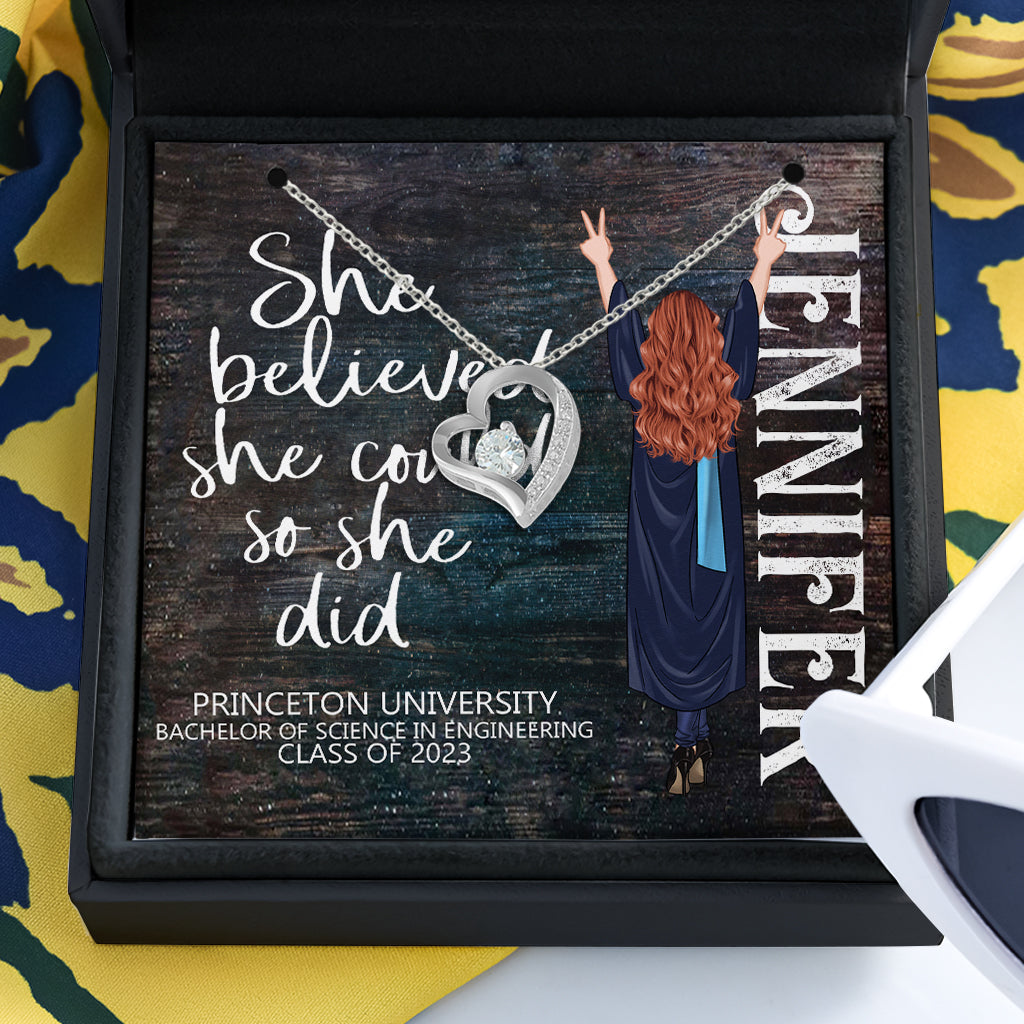 She Believed She Could - Personalized Graduation Necklace