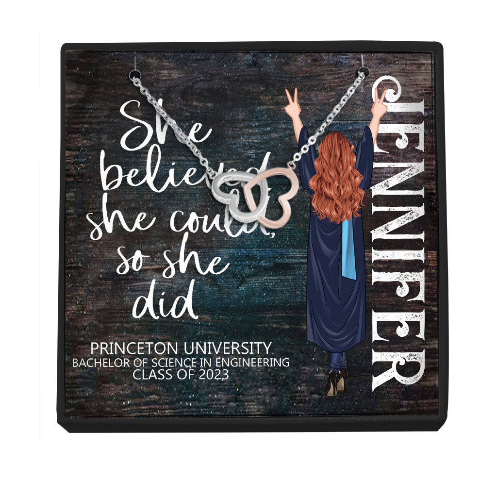 She Believed She Could - Personalized Graduation Necklace