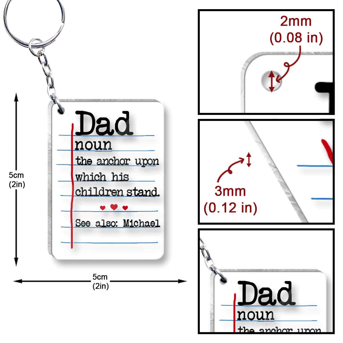 Dad Definitions - Personalized Father Transparent Keychain