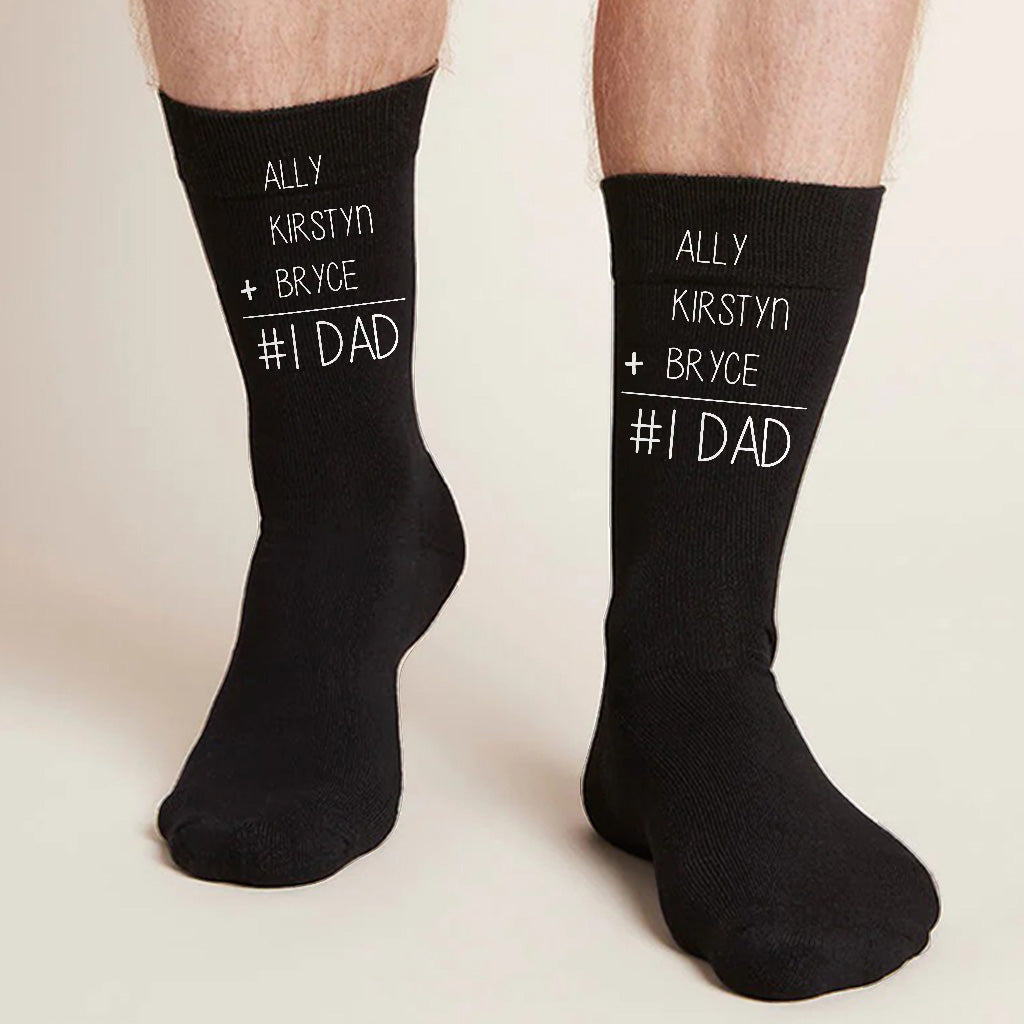 #1 Dad - Gift for Dad, Grandma, Grandpa, Mom, Uncle, Aunt - Personalized Socks