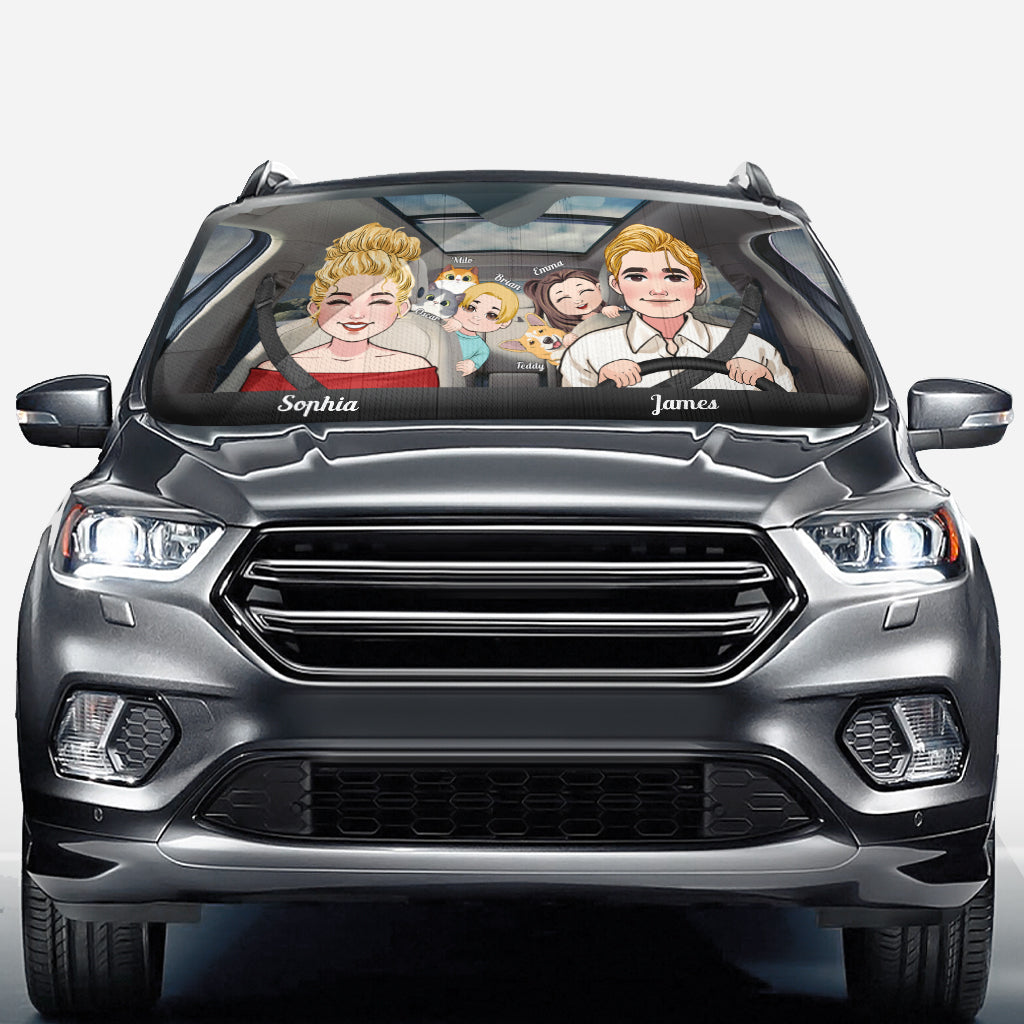Adventure Await - Personalized Family Car Sunshade