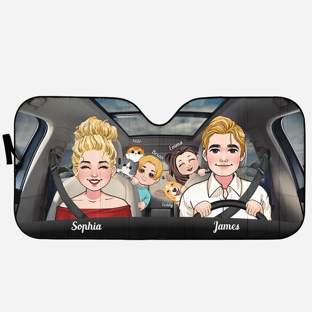 Adventure Await - Personalized Family Car Sunshade