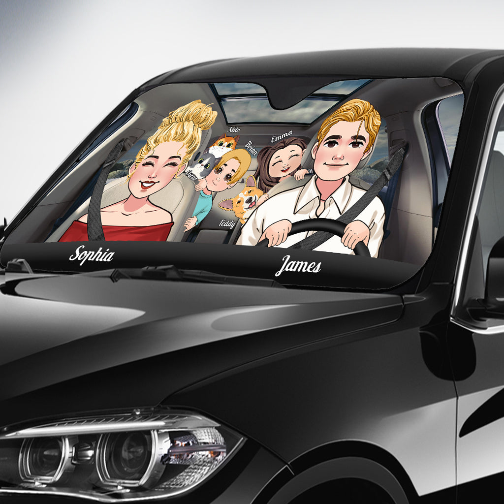 Adventure Await - Personalized Family Car Sunshade