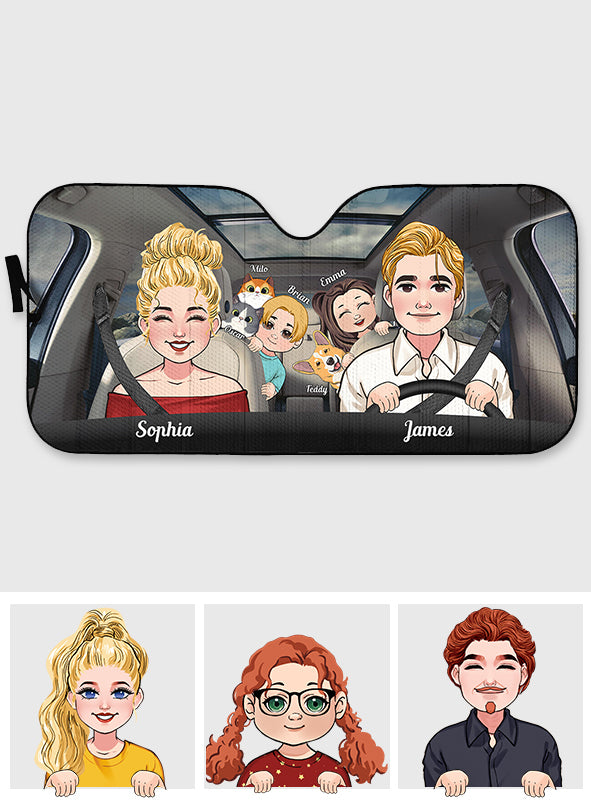 Adventure Await - Personalized Family Car Sunshade