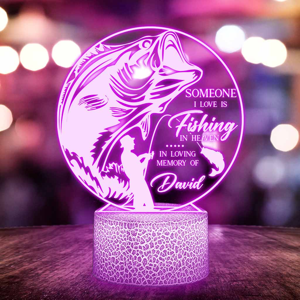 Someone I Love Is Fishing In Heaven - Personalized Shaped Plaque Light Base