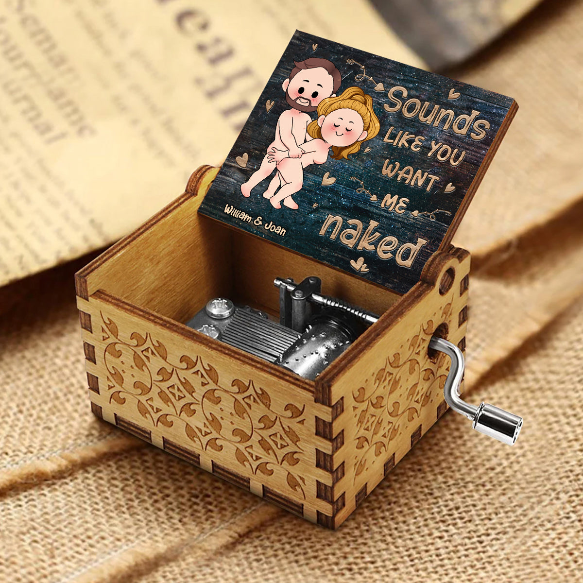 Sounds Like - Couple gift for boyfriend, girlfriend, husband, wife - Personalized Hand Crank Music Box