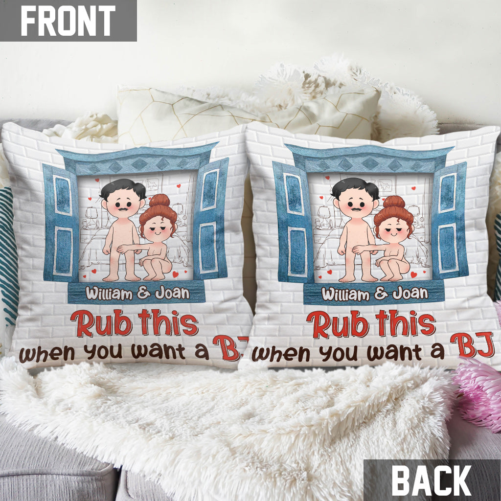 Rub This - Couple gift for wife, husband, girlfriend, boyfriend - Personalized Throw Pillow